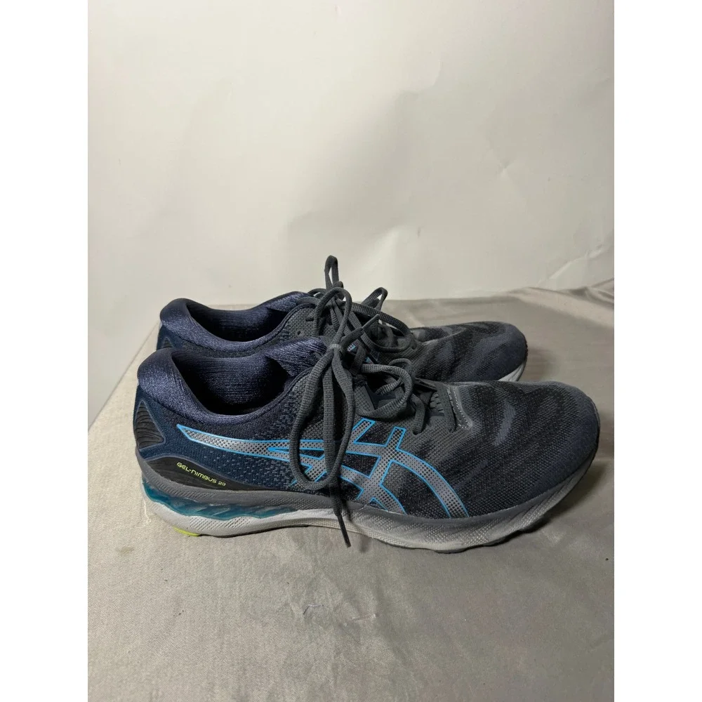Asics Gel-Nimbus 23 Mens 12.5 Athletic Running Shoes Grey Blue Sneaker